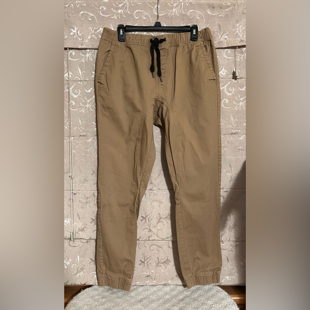 WT02 Men’s Twill Jogger Pants Size Large Color Tobacco